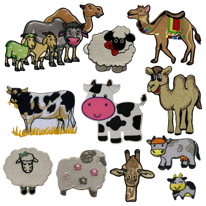 Sacrifice Animals Cow Goat Camel Sheep Set Embroidered Iron On Patch Sew On Badge For Jeans Jackets Clothes Wallet Bags Applique