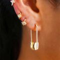 New Zircon Safe Pin Hoop Earrings for Women Fashion Hip Hop Metal Hanging Earrings Wholesale Jewelry Accessories Gifts Moonlight Shines. 