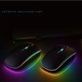 RGB Wireless Mouse - Slim & Silent 7 Colour LED Lights - Black & Transparent Body - Dual Mode 2.4G & Bluetooth Rechargeable Portable Optical Office Mouse With USB Receiver - 3 Adjustable DPI Levels for Notebook, PC, Computer, MacBook. 