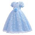 Toddler Girls Lace Princess Dress, Sleeveless Round Neck 3D Flower Formal Dress Party Gown. 