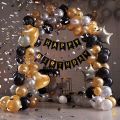 Amazing Happy Birthday Theme Set 1 Pcs Black Banner 30 Pcs Balloons 2 Foil Star 2 Foil Heart Happy Birthday Decoration Set. 