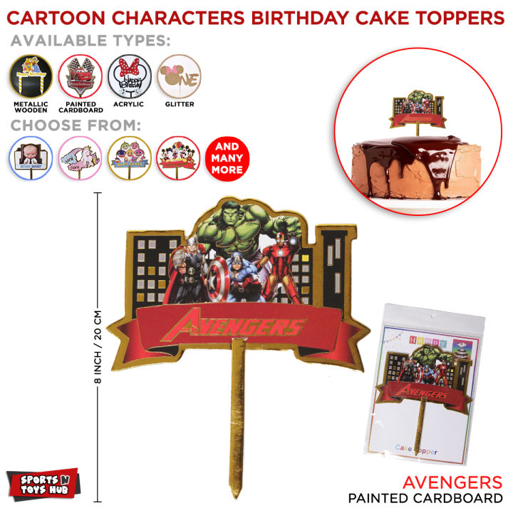 Cartoon Characters Cake Toppers For Kids Happy Birthday Party Celebration Cakes & Cupcake Decoration Avengers, Cocomelon, Baby Sharkk, Baby Boss, Jungle Theme, Disney Cartoons, Unicorn & Many More Character Topper Decor Parties Supplies