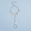 Lady Ring Bracelet Combination Pure Colors Portable Pendant Women Finger Ring. 