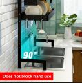 Dish Drying Rack with Drainer, Cutlery Organizer and Cutting Board Holder, Wall Mounted Dish Drainer, Adjustable Layer Space, Stainless Steel (86cm x 32cm x 52cm) Over The Sink Dish Drying Rack and Storage Area. 