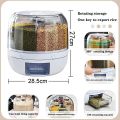 Cereal Rice Bucket Dispenser 6 Grid 360° Rotating Waterproof And Moisture-Proof Rice Storage Box For Kitchen, White. 