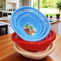 Pack of 3 Plastic Basket Tokri Set – Multipurpose Fruits & Vegetables Tokri – BPA Free Food Grade Kitchen Storage Organizer – Plastic Basket for Sabzi, Phal, Noodles – Multi Color Round Tokri - Basket Set - Tokri Set - Sabzi Tokri - 3 piece Set. 