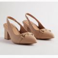 Block Heels For Women Slingback Pumps Synthetic Leather Elegant Buckle Style, Multiple Color. 