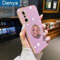 dienya For Xiaomi MI POCO F3 GT Redmi K40 Gaming Case Flash Drill Bear Metal Rotate Bracket Design Side Square Edge Plating Silicone Soft Casing Full Lens Camera Protection Phone Cases. 
