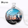 2019 New Stray Kids Pendant Members Kpop Male Group Necklace Glass Cabochon Pendants Round Jewelry HZ1. 