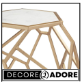 Decore To Adore Customize One Piece Geometric 20 1/2″ Wide Hexagon Accent Gold Color With Wood Top Table. 