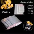 100 PCS Pack Clear Resealable Transparent Plastic Bags For Storage. 