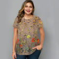 2023 Women's T-Shirts Fashion Floral Theme T Shirt Floral Plants Tees Summer Clothing Basic Female Tops Loose Pullover. 