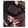 Men's Genuine Leather Card Holder Storage Bags Blocking Zipper Thin Pocket. 