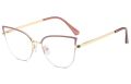 Kachawoo half rim optical glasses blue light female cat eye glasses frame metal European style women stylish decoration black. 
