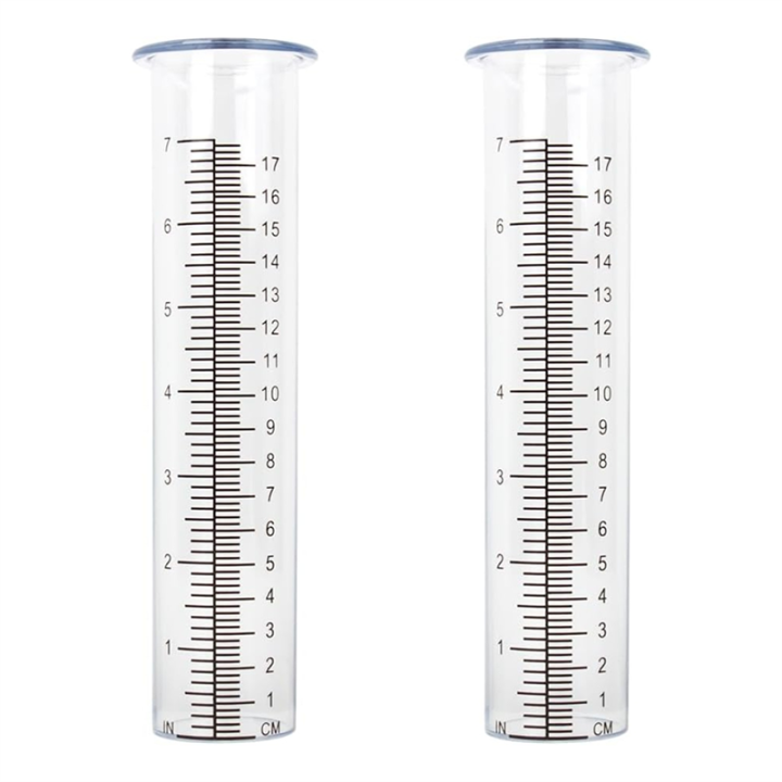 2pcs Plastic Rain Gauge Replacement Tube with 7 Inch Capacity Rain Water Gauge for Garden Yard Outdoor Easy Install