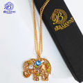 Golden Crystal Elephant Necklace Pendant for Girls Long Chain For Girls Best Gift With Box. 