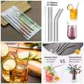 Reusable Stainless Steel Straw with Cleaning Brush (2- Bend Pipe, 2- Long Straw, 1-Cleaning Brush). 