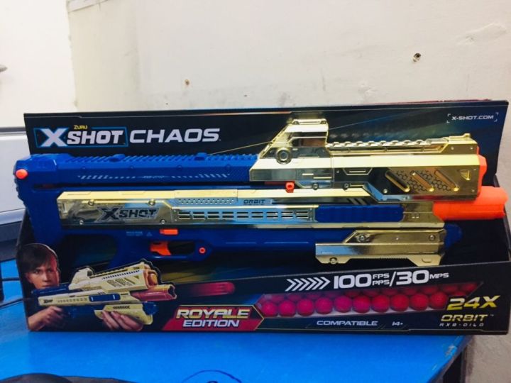 XSHOT CHAOS GOLDEN ORBIT DART BALL BLASTER
