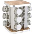 Stainless Steel 16 pcs Jars Rotating Spice Jar Rack Set Seasoning Stand Holder Condiment Salt Pepper Shaker Kitchen Tools. 