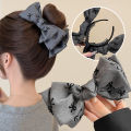 Elegant Bowknot Dot Ponytail Holder Women Girls Hairgrips Claw Headwear. 