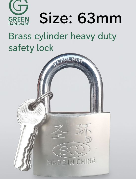 Heavy Duty Brass Cylinder Silver Padlock with 3 Keys – Lock for Door ...