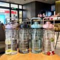 2 Liter Plastic Water Bottle With Straw Large Travel Portable Bottle Sports Fitness Cup Big Cup Universal. 