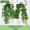 PACKIFY Pack of 6, 12 Artificial leaves plants garland green leaf bail 7ft natural look for decoration. 