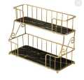 Creative Bathroom Vanity Tray makeup Storage Rack Organizer Metal Skin Care. 