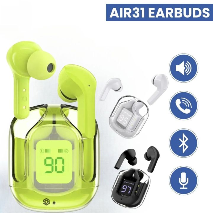 All Models Bluetooth Air 31 Green Mini bluetooth Double & inpods 31 airpod Wireless Headset For Android & all Phones Wireless Earbuds with Noise Cancelling Microphoned-Color Family: Air 31