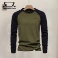 Men Elastic Cuffs T-shirt Men's Raglan Long Sleeve T-shirt O-neck Patchwork Color Pullover Tops Loose Fit Breathable Casual Tops Elastic Cuffs Round Neck T-shirt. 