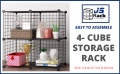 Jsrack Metal Wire Cube Storage 4 Cubes Rack Modular Storage Shelf Closet Black. 