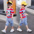 Boys Summer Clothing 2022 Kids Clothes Stripe Cotton T-shirt+Jeans Pant Boy Sets Infant Newborn Clothing 3 4 5 6 7 8 10 12 Years. 