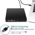8x Ultra Thin DVD writer USB 3.0 DVDRW driver Portable Slim Rom Recorder/Writer Burner, Support for Mac/Linux/Win OS (Black). 