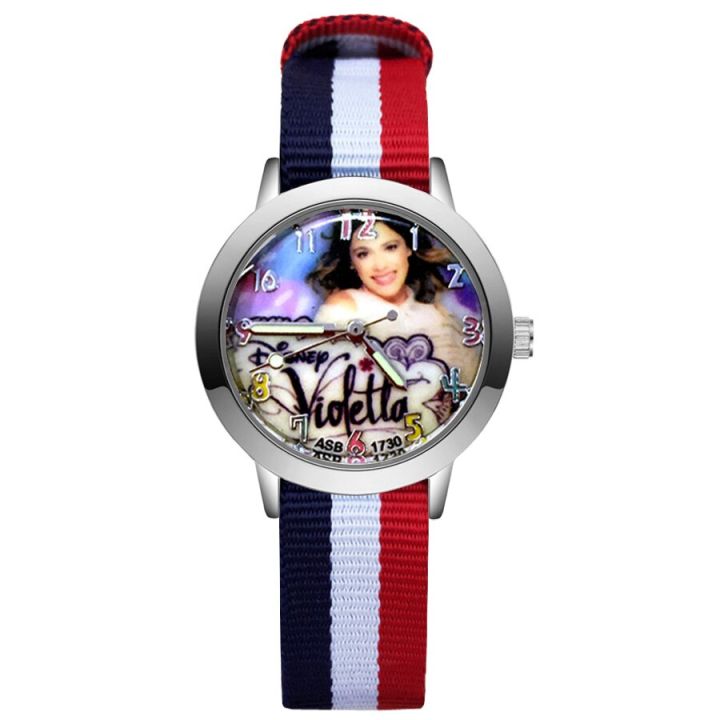 Fashion Wrist Watches Cute Cartoon Violetta Style Children Kids Student Girls Boys Quartz Nylon Strap Clock JA237