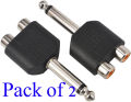6.5mm Male Plug to Double RCA Female Jack Y Type Audio Adapter Connector Pack of 2. 