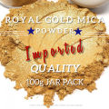 Royal Golden Mica Powder, 100 Gram Box of True Cosmetic Grade Mica with Pearlescent Effect, 100% Pure for Artists Working in Resin Art, Epoxy, Concrete, Soaps, Candle, Cosmetics. 