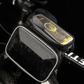 MeterMall Bicycle Frame Bag Carbon Pattern Waterproof Scratch-resistant Reflective Touch Screen Mountain Bike Mobile Phone Bag. 