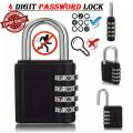 Heavy Duty 4 Dial Digit Combination Lock Weatherproof Security Padlock Outdoor Gym Trunk Safely Code Lock Black 80*43*14mm. 
