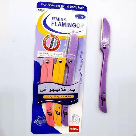 Pack Of 3- Feather Flamingo Facial Razor for Face, Eyebrows & Body shaving | 3-Piece Facial Touch-up Razor | Flamingo Facial Razors for Face, Eyebrows & Body Hair Removal | Facial Razors for Body, Face, Eyebrows Hair Removal
