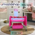 Baby Swing In Metal Frame Cot With Stand Support & Mosquito Net for 0-1.5 years baby M7dx. 