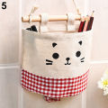 Plaid Dots Print Kitchen Wall Hanging Organizer Pocket Holder Storage Bag. 