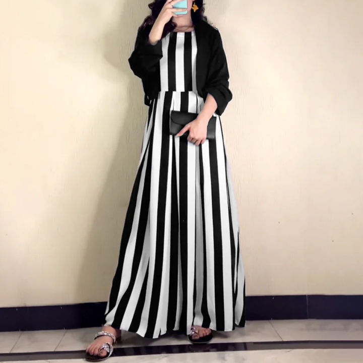 Elite%20Impression%20Zebra%20Lining%20Maxi%20with%20Koti%20Dress%20Medium%20Size%20Linen%20Black%20-%20Image%202