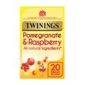 Twinings Tea Pomegranate & Raspberry 20 tea Bags English Break Fast Tea Bags (40g) Tea Bags 20 per Pack - Pack of 1 (Made In England). 