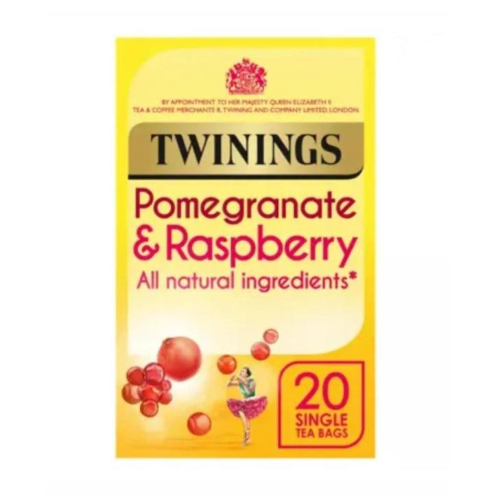 Twinings Tea Pomegranate & Raspberry 20 tea Bags English Break Fast Tea Bags (40g) Tea Bags 20 per Pack - Pack of 1 (Made In England)