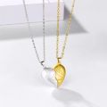 Locket Couple Pull Hook Wish Necklace A Pair of Heart-Shaped Magnetic Stitching Pendant -1Pcs. 