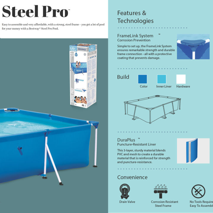 Bestway%209%20Feet%20Length%20Power%20Steel%20Framed%20Rectangular%20Above%20Ground%206.7ft%20Width%20Pool%20For%20Kids%20&%20Family%20Fun,%20Water%20Games%20Outdoor%2056404%20Imported%20Portable%20Pvc%20Branded%20Summer%20Season%2026%20Inch%20Depth%20Steel%20FrameLink%20System%20Duraplus%20Easy%20Setup%20Swimming%20Party%20Pools%20-%20Image%207
