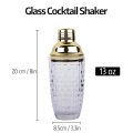 13Oz Glass Cocktail Shaker Set - Glass Shaker for Cocktails, Drink Shakers Cocktail and Cocktail Shakers Silver Easy Install Easy to Use. 