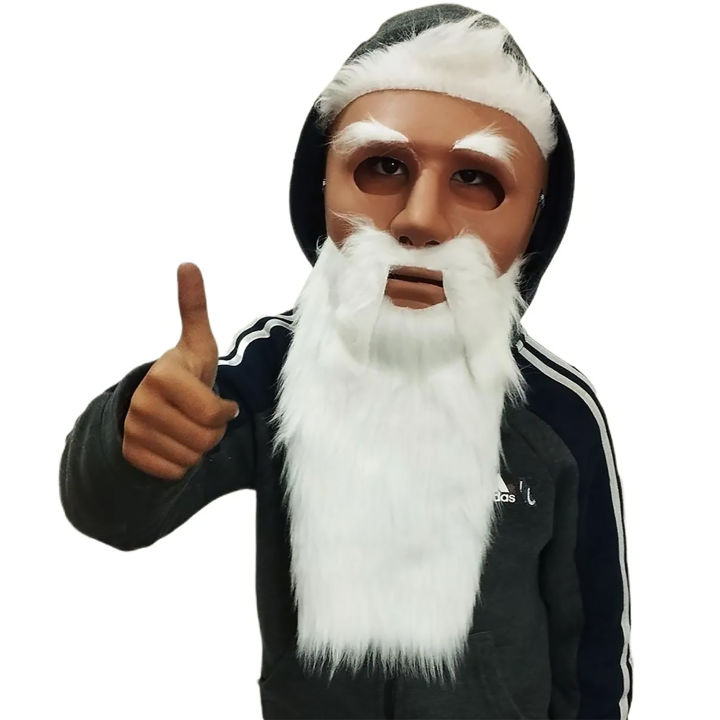Full Face Old Man Mask with Beard | Realistic Party Costume Mask