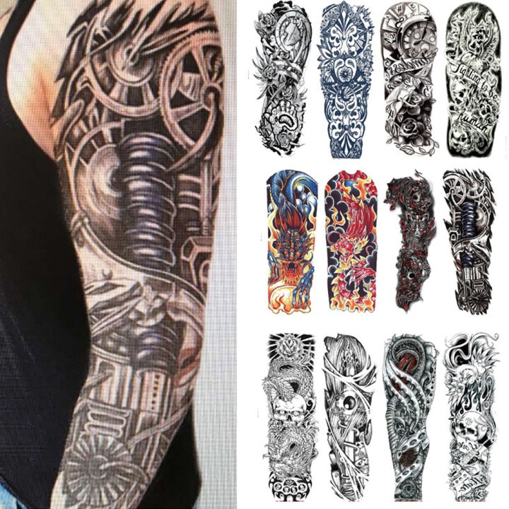 JM Waterproof Men Temporary Tattoo Large Arm Body Art Tattoos Long Last Sticker
