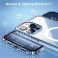 For Magsafe Transparent Wireless Charger Case For iPhone 15 Pro Max Magnetic Case Clear Cover. 